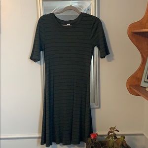 Olive green with stripes dress
